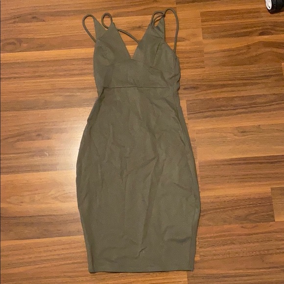SOLD - Olive green Bodycon Dress - Picture 2 of 2